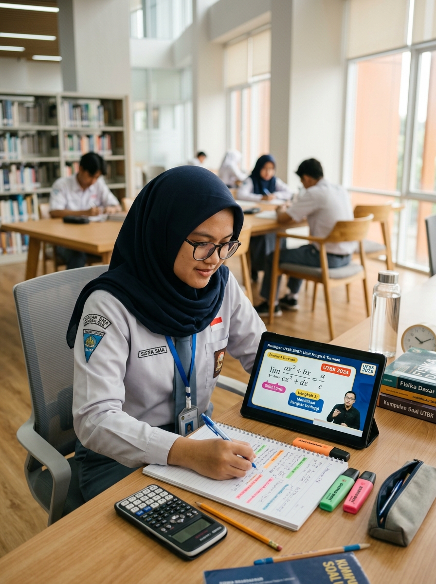 Fokus Belajar Siswa Persiapan UTBK-SNBT di Perpustakaan